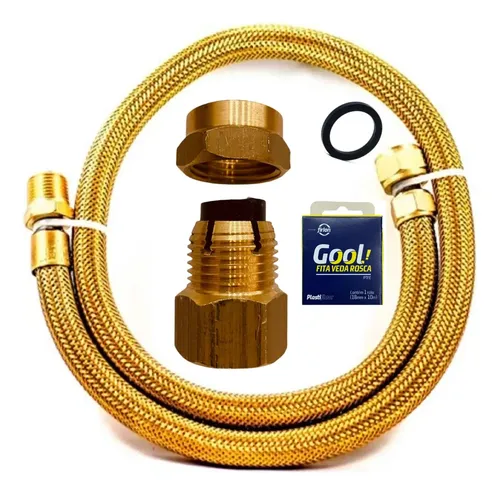 Mangueira Cobre 1,20mt + Adaptador Instalação Gás Gn Ou Glp