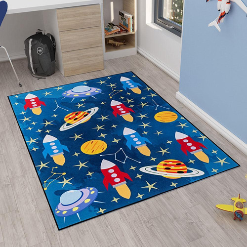 Tapete Kids Emborrachado Quarto Criança - Galaxia