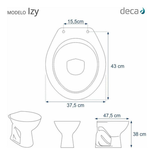 Imagem 7 de 7 de Tampa De Vaso Sanitário Izy Branco Gelo Para Bacia Deca 6lpf