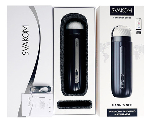 Masturbador Masculino Interactivo Svakom Hannes Neo Calor Color Negro Tipo De Orificio Discreto