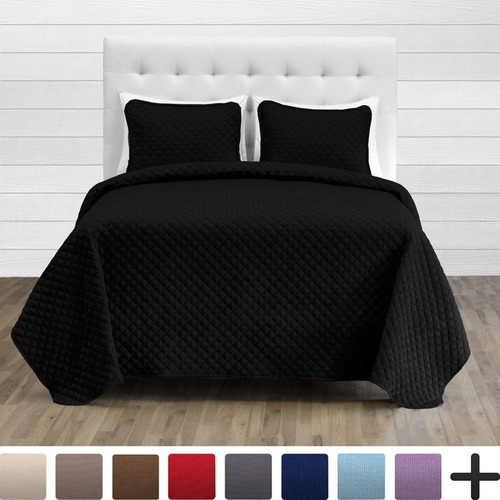 Imagen 1 de 3 de Comforter Negro Liso Gris Microfibra Semidoble