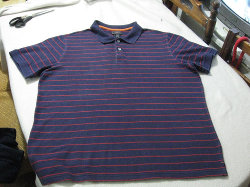 Polera,  Azul Con Rayas Rojas Dockers Talla Xl Manga Corta