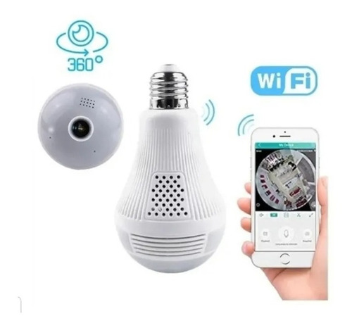 Imagem 2 de 2 de Camera Ip Seguraca Lampada Vr 360 Panoramica C/visão Noturna