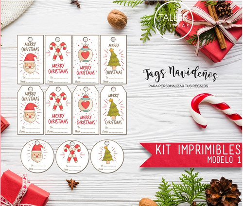 Tags Navideños P/ Personalizar Tus Regalos kits Imprimibles