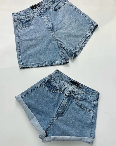 Short Corto De Jean Mom Fit Rigido Mujer Verano Tendencia