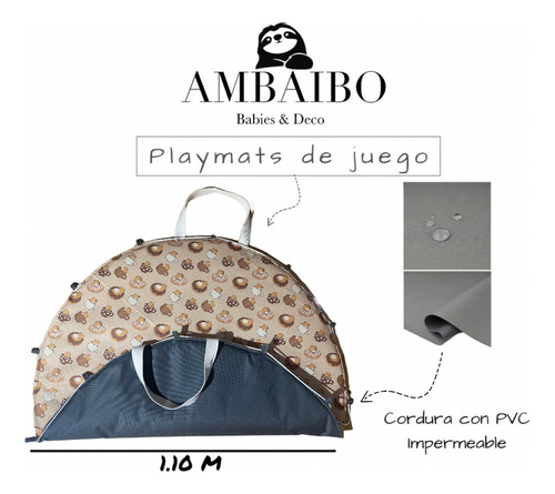 Playmat De Juego Para Bebés Impermeable Y Acolchada Bolso Capibara Café