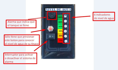 Indicador Nivel De Agua Tinaco, Con Alarma Tanque Lleno 20m.