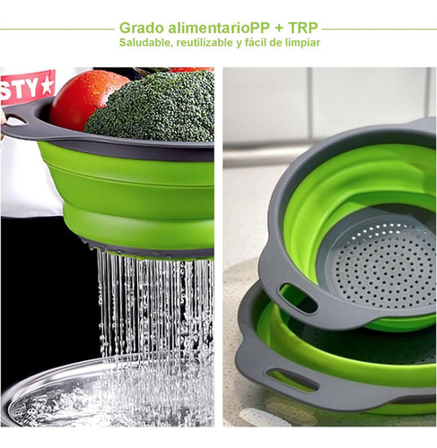 Juego De 3 Coladores De Cocina Plegables De Silicona Para