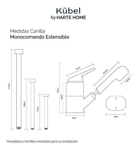 Imagen 2 de 9 de Canilla Grifo Monocomando Griferia Cocina Pico Extensible
