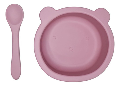 Set Bowl De Silicona Bebe Rosa Niño Niña 2 Piezas