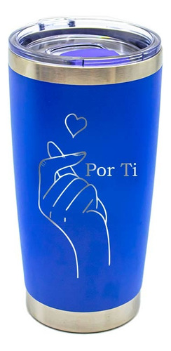 Termo Yite Azul 500 Ml Diseño De Corazón Coreano