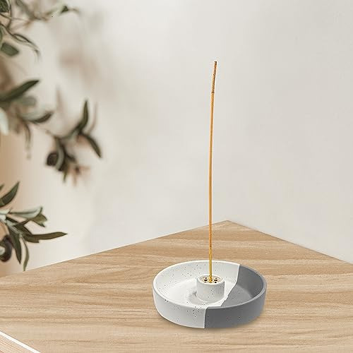 Soporte Palo Santo Cerámica Hecho A Mano Blanco/gris