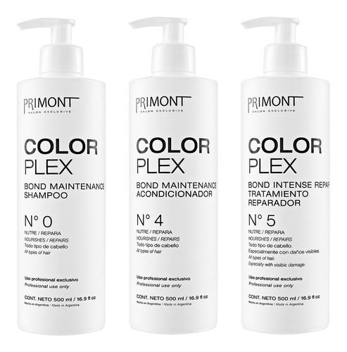 Kit Color Plex Primont Shampoo Acondicionador Mascara 500ml