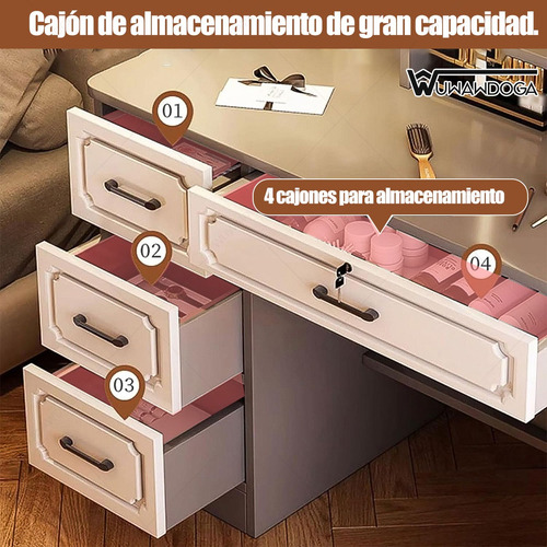 Tocador Madera Con Espejo Luz Melamina