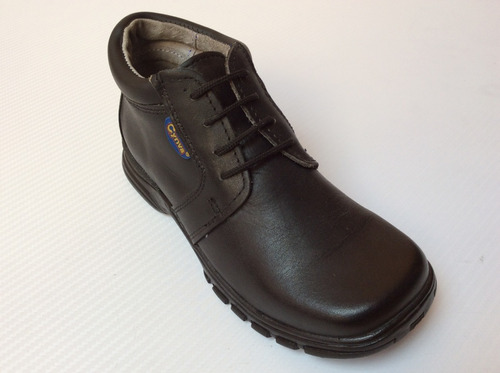 Zapato Cynva Escolar Piel Bota Agujetas Negro 1304054