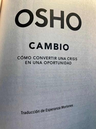 Osho Cambio Como Convertir Una Crisis En Una Oportunidad (Usado)