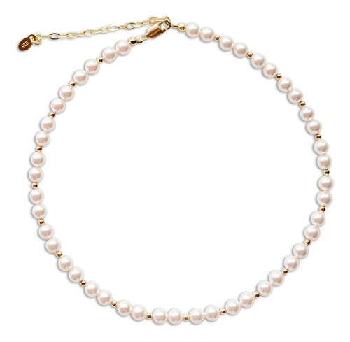 Collar De Perlas Cultivadas Bañadas En Oro De 14 Quilates Pa