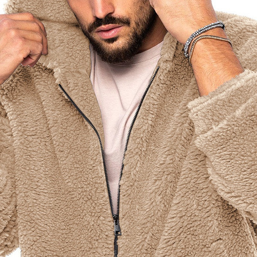 Chamarra Con Capucha Hombre Polar Afelpada Cremallera