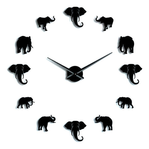 Reloj De Pared Único Elefante Forma Animal Bricolaje Espejo