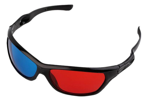 2x Gafas 3d Azules Rojas Con Marco Negro Compatible Con Dvd