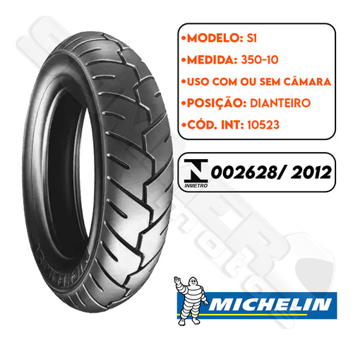 Pneu Dianteiro Burgman 125 2005 A 2010 350-10 S1 Michelin