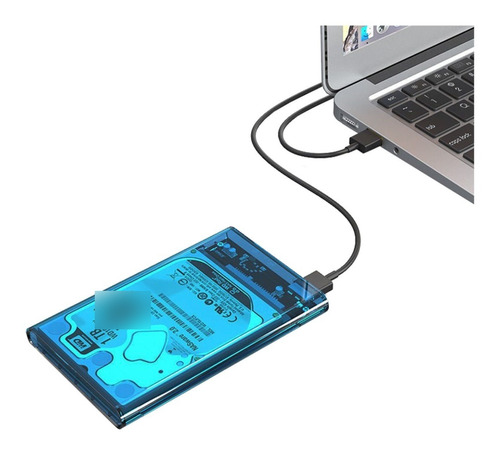 Cofre Transparente Usb 3.0 Sata 2.5 Hdd Sdd Azul