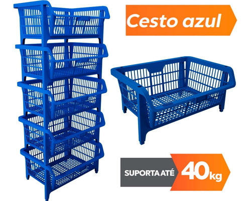 Kit Com 5 Peças Cesto Expositor Azul - Presto
