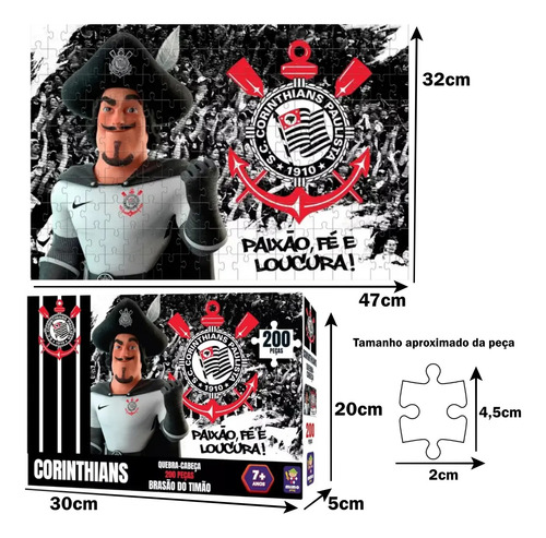 Quebra Cabeça Corinthians Brasão Timão Futebol Sccp 200peças