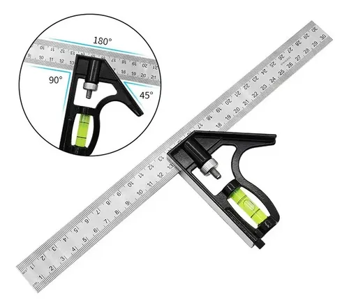 comprar Regla 30cm Ángulo 45 90 180 Con Nivel Y Trazador Carpinteria