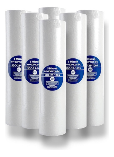 Pack 6 Cartuchos / Filtros Polipropileno 2.5 X 10 5 Micras Color Blanco