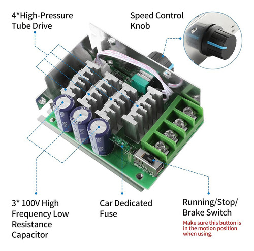 Controlador De Velocidad De Motor Dc Pwm 7-70v 30a, Regulado
