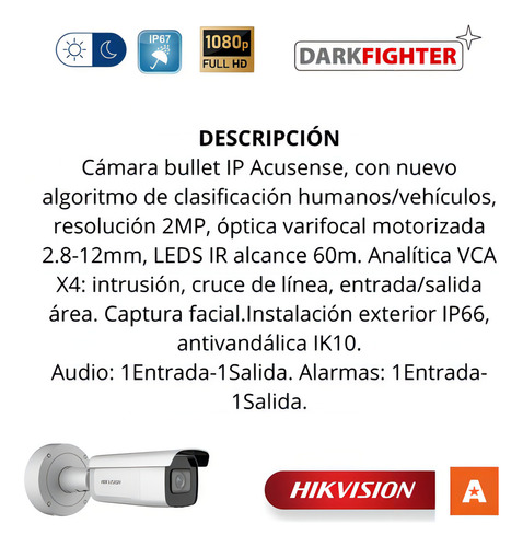 Câmera IP Hikvision Acusense Darkfight DS-2CD2626G2-iZs de 2 MP