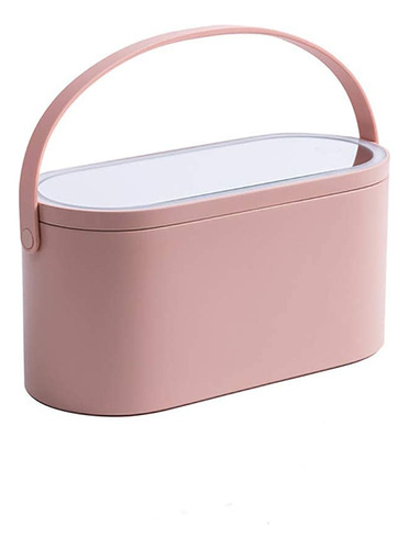 Caja Organizadora De Maquillaje Rosado Con Espejo Led