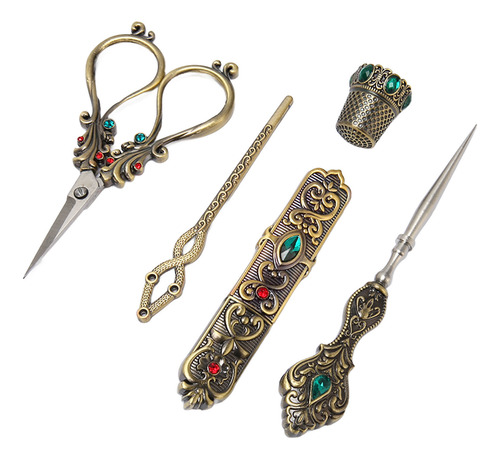 Kit De Tijeras De Coser Antiguas, 5 Piezas, Tijeras De Borda