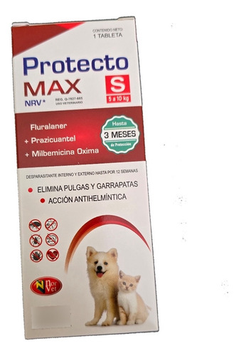 Protecto Max Nrv S, 1 Tableta Para 3 Meses Perros