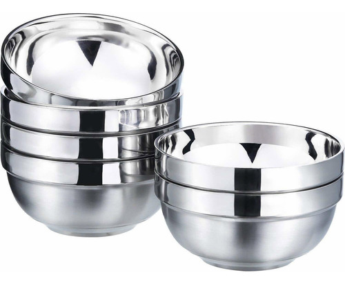 Satinior 6 Pack Stainless Steel Bowl Set Double-walled In