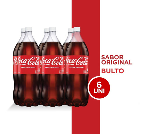 Imagen 1 de 5 de Refresco Coca - Cola Sabor Original Pet 2l 6 Unidades.