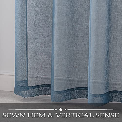 Cortinas Traslúcidas Azul Polvoriento 45 Para Cocina, 2 Pane