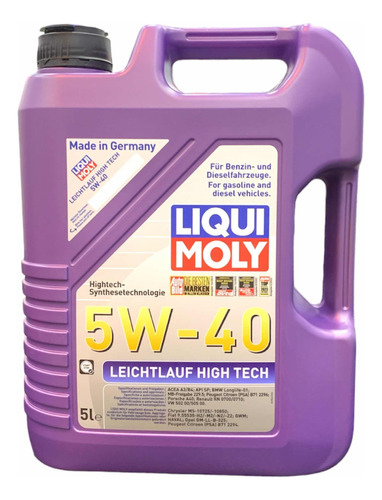 Aceite 5w40 Sintetico Molygen Hig Tech Liqui Moly 5lts