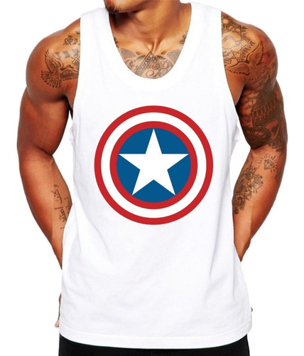 Camiseta Regata Super Heróis  Masculina Capitão América 