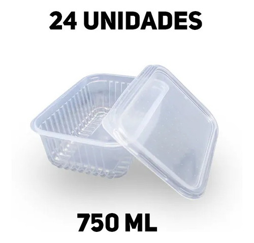 Imagem 1 de 2 de 2 Pote Plastico Marmita Ret 750ml Alim 24 Un Micro Freezer