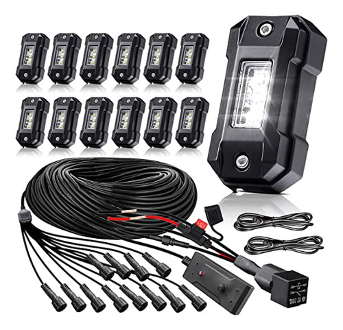 Dzculb Pure White Led Rock Lights Kit 12pcs Con Interruptor