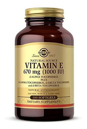 Solgar, Vitamina E, 1.000 iu De D-alfa-tocoferol Mixto Y Cáp