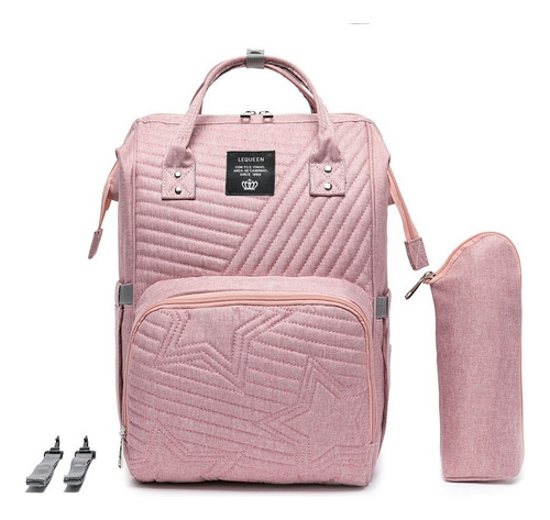 Bolsa Mochila Maternidade Lequeen Star Multifuncional Bebê Cor Rosa