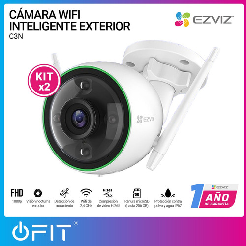 Imagen 2 de 10 de Kit X2 Cámara Seguridad Wifi Exterior Ezviz Detecta Persona