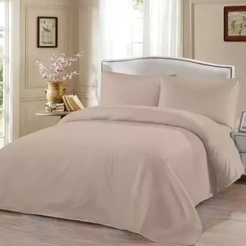 Juego De Sabanas Ultra Soft Lisas 300 Hilos 1 1/2 Plazas Beige