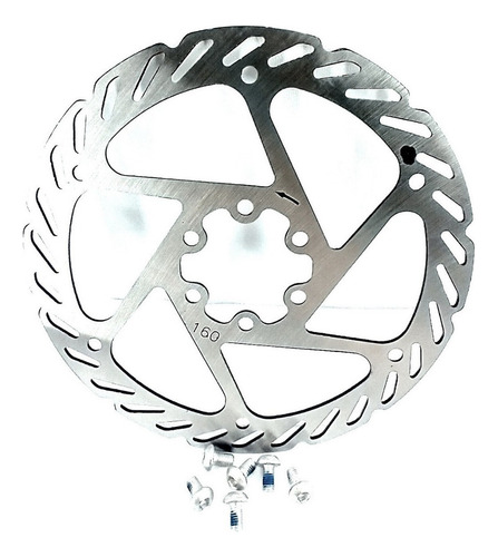 Disco de freno de bicicleta de acero inoxidable de 160 mm, freno Mec Hidr Bike con 6 orificios