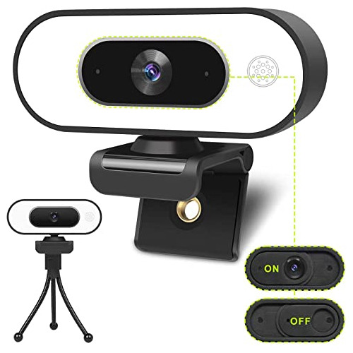 Webcam With Ring Light Microphone - Streaming Web Camera, 10