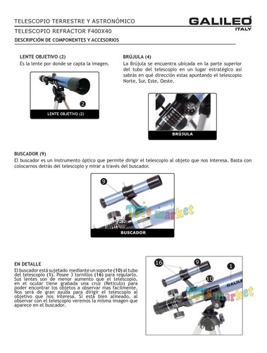 Imagen 8 de 10 de Telescopio Galileo Italy F400x40 Telescopios Astronomicos