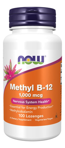 Vitamina Methylb12 Metilcobalamina 1000mcg 100caps Now Foods